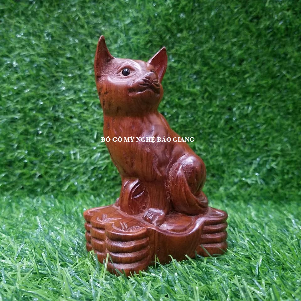Tượng con mèo gỗ hương
