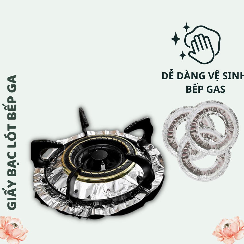 Set 10 tờ giấy bạc lót bếp ga giúp dễ dàng vệ sinh nhà bếp- giấy bạc lót bếp ga tròn, giấy bạc dán bếp cách nhiệt, miếng giấy bạc lót bếp gas