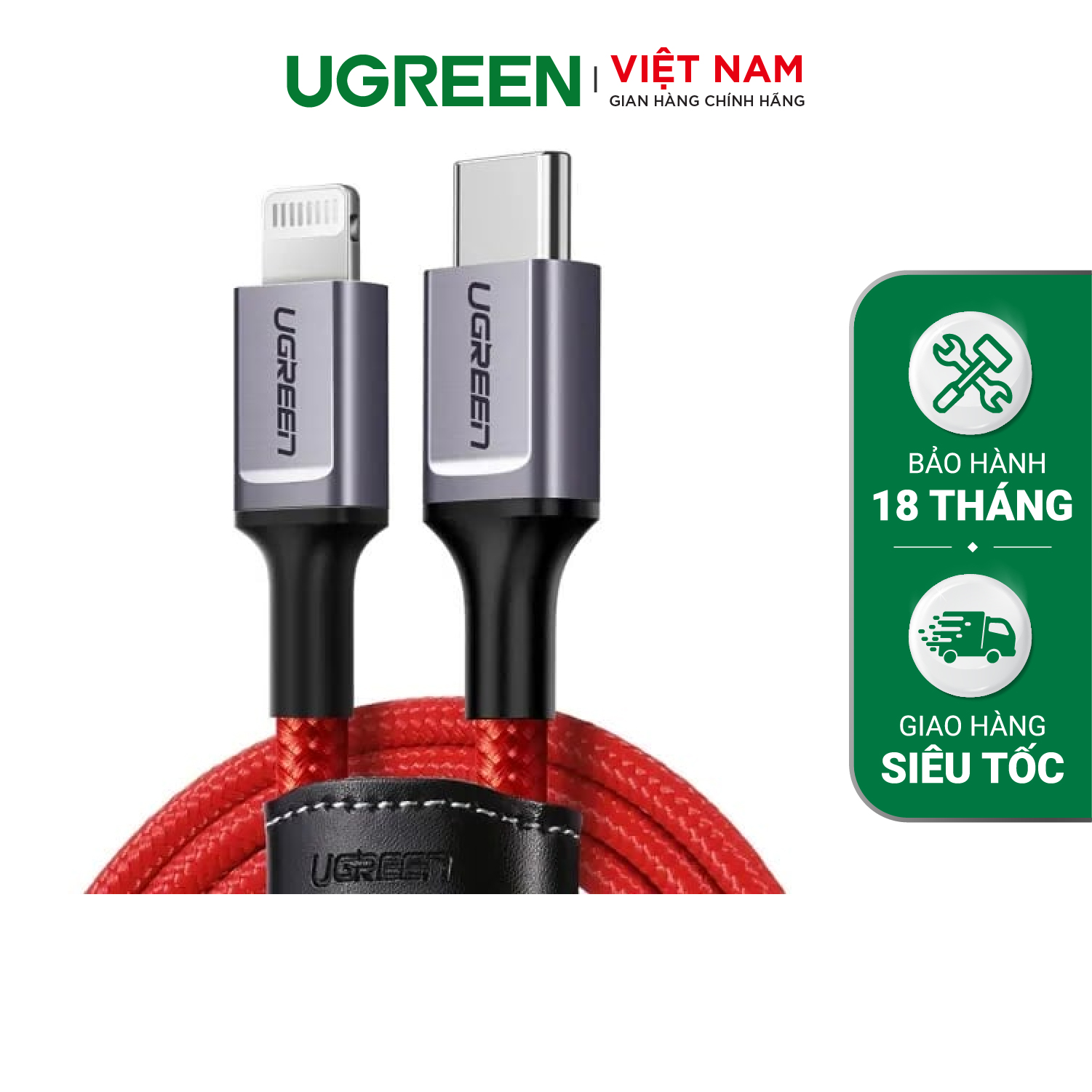 Cáp usb type c sang light nings dây bện nylon ugreen 20309 us298 1m - hàng chính hãng