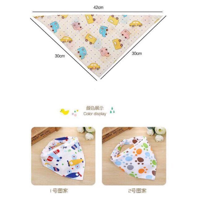 Khăn Yếm Tam Giác Cotton Có Cúc Bấm Cho Bé