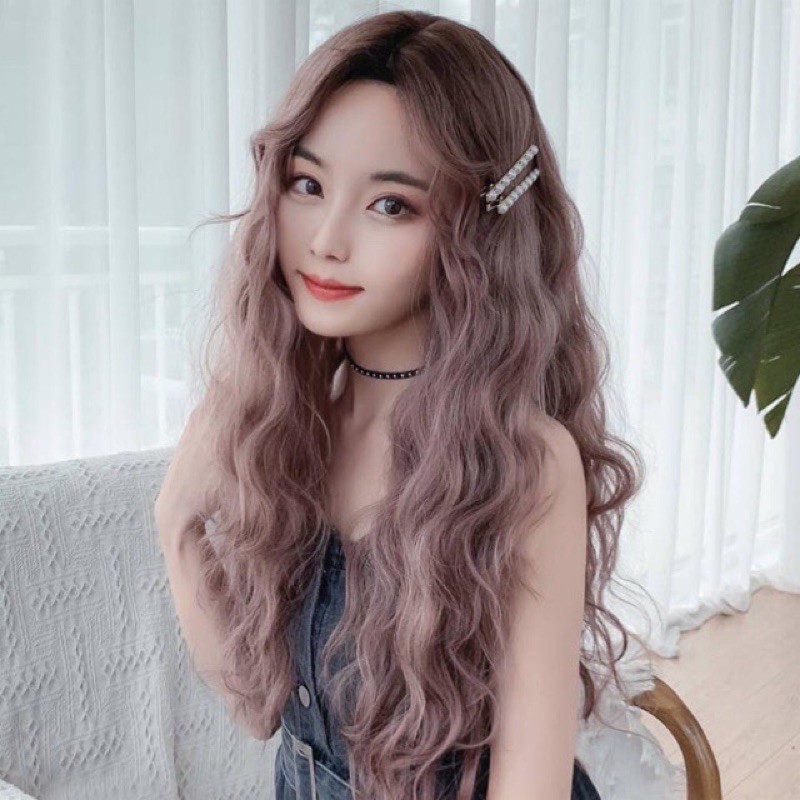 tóc giả hai mái uốn sóng xù