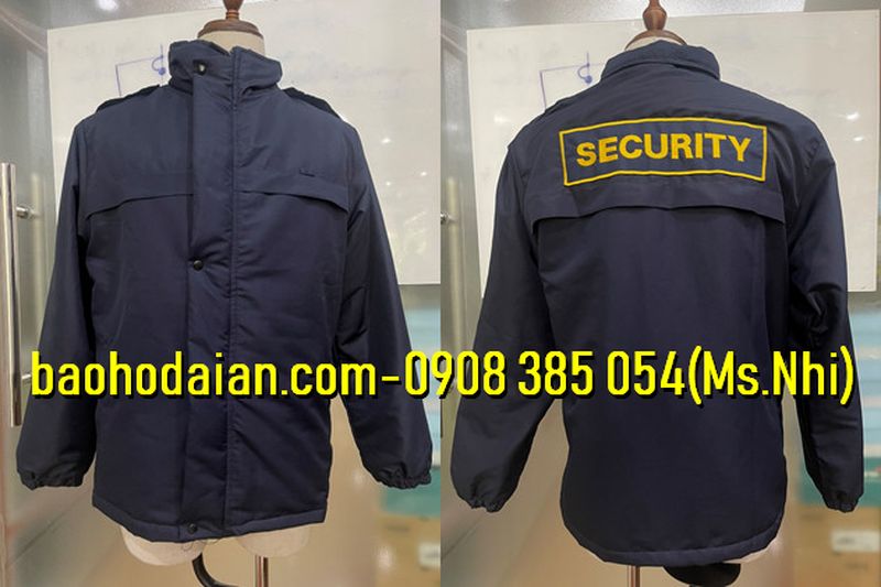 Áo khoác bảo vệ mùa đông lót bông thêu chữ "security"