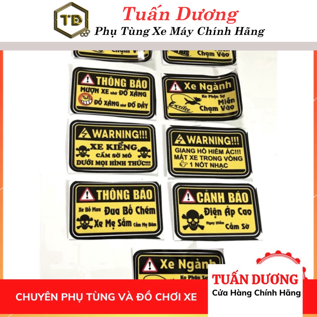 [ Giao Ngẫu Nhiên ] Tem Cảnh Báo Dán Xe Máy Hàng Xịn  - Tem Xe Máy Cảnh Báo Nhiều Mẫu Cực Hot