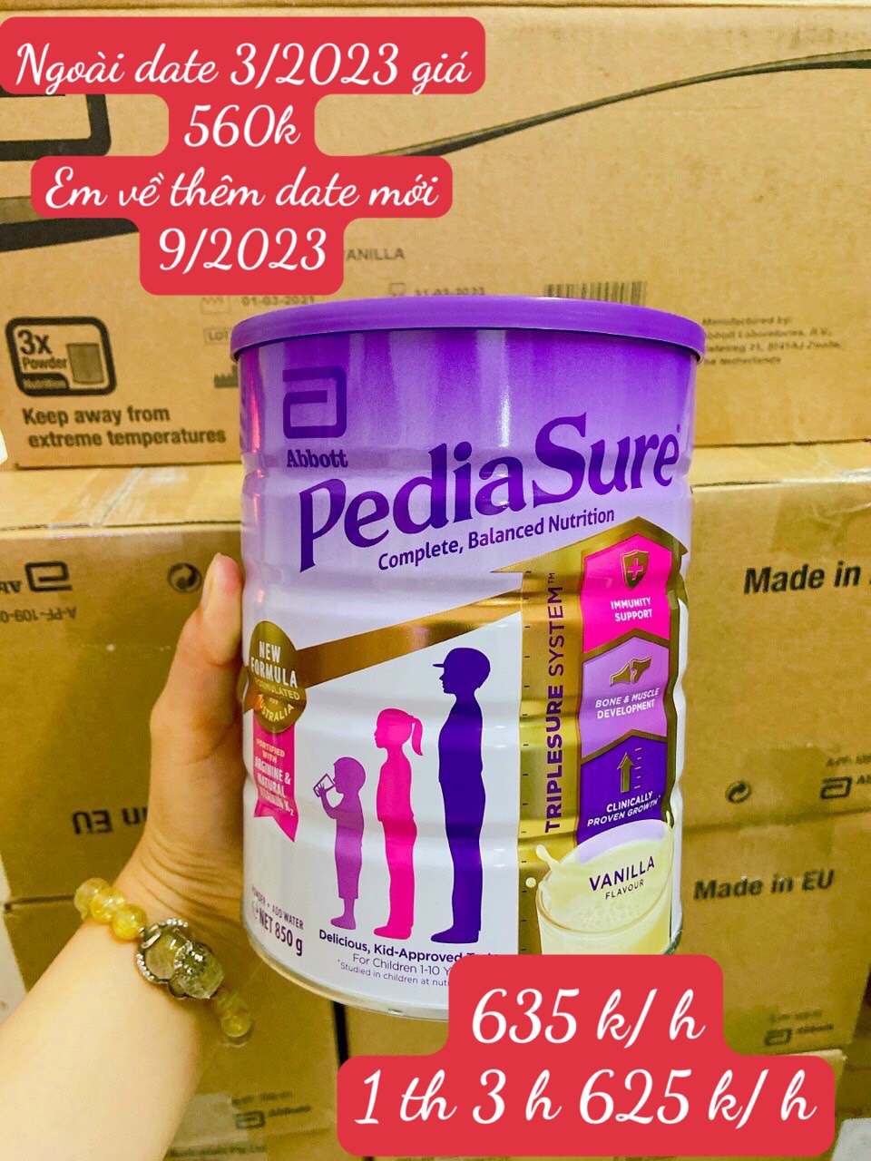 Sữa Bột Pediasure 850g Úc vị vani