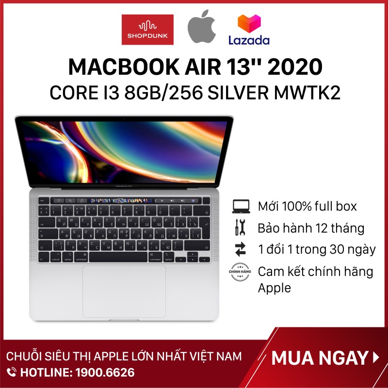 Bảng giá Laptop Macbook Air 13 inch 2020 core i3 8GB/256GB, Hàng chính hãng Apple, Hàng mới 100%, Nguyên seal, Bảo hành 12 tháng Phong Vũ