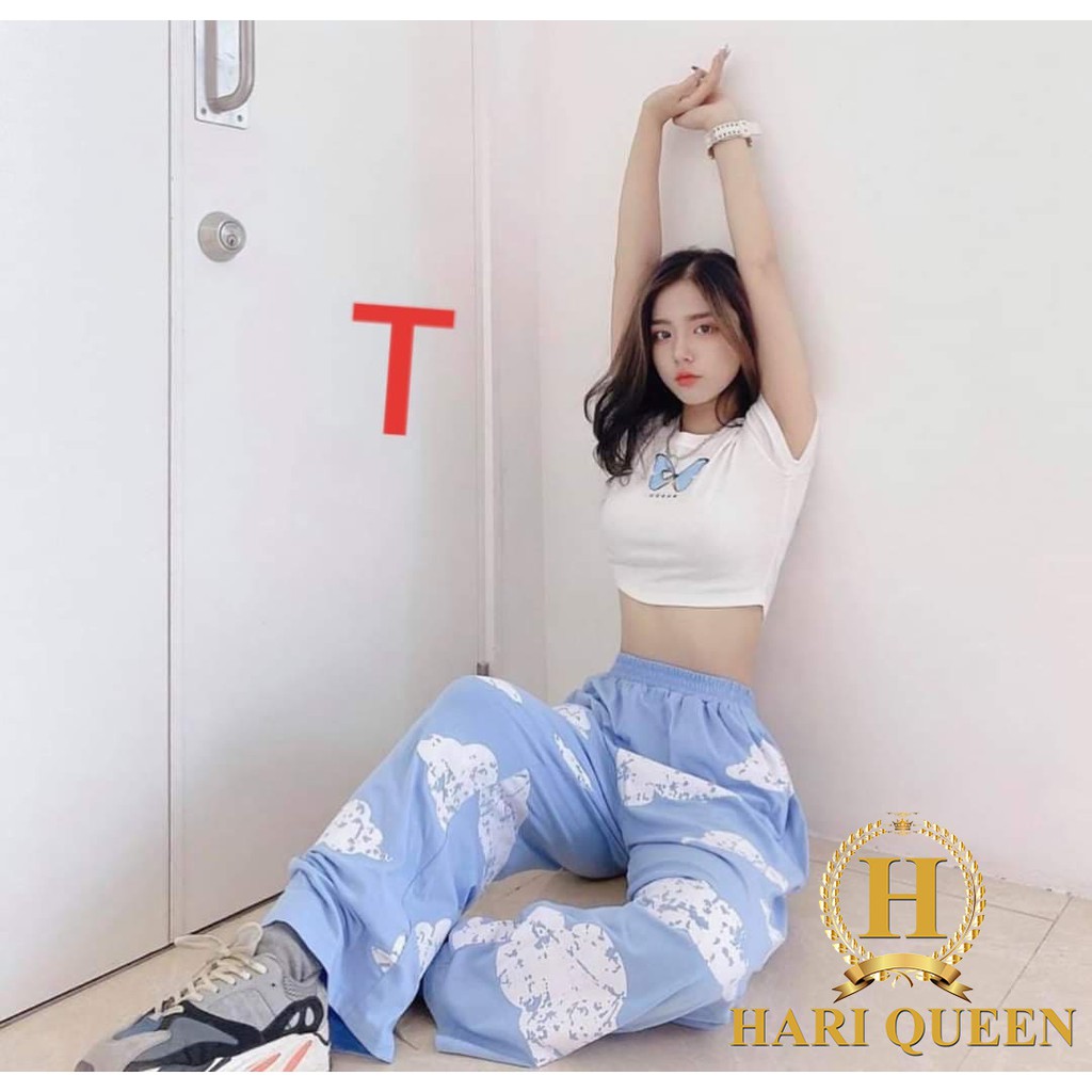 Áo croptop in bướm xanh dtr0720