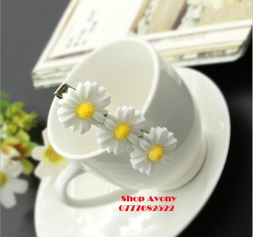 [HCM]2 Kẹp tóc đính hoa cúc trắng