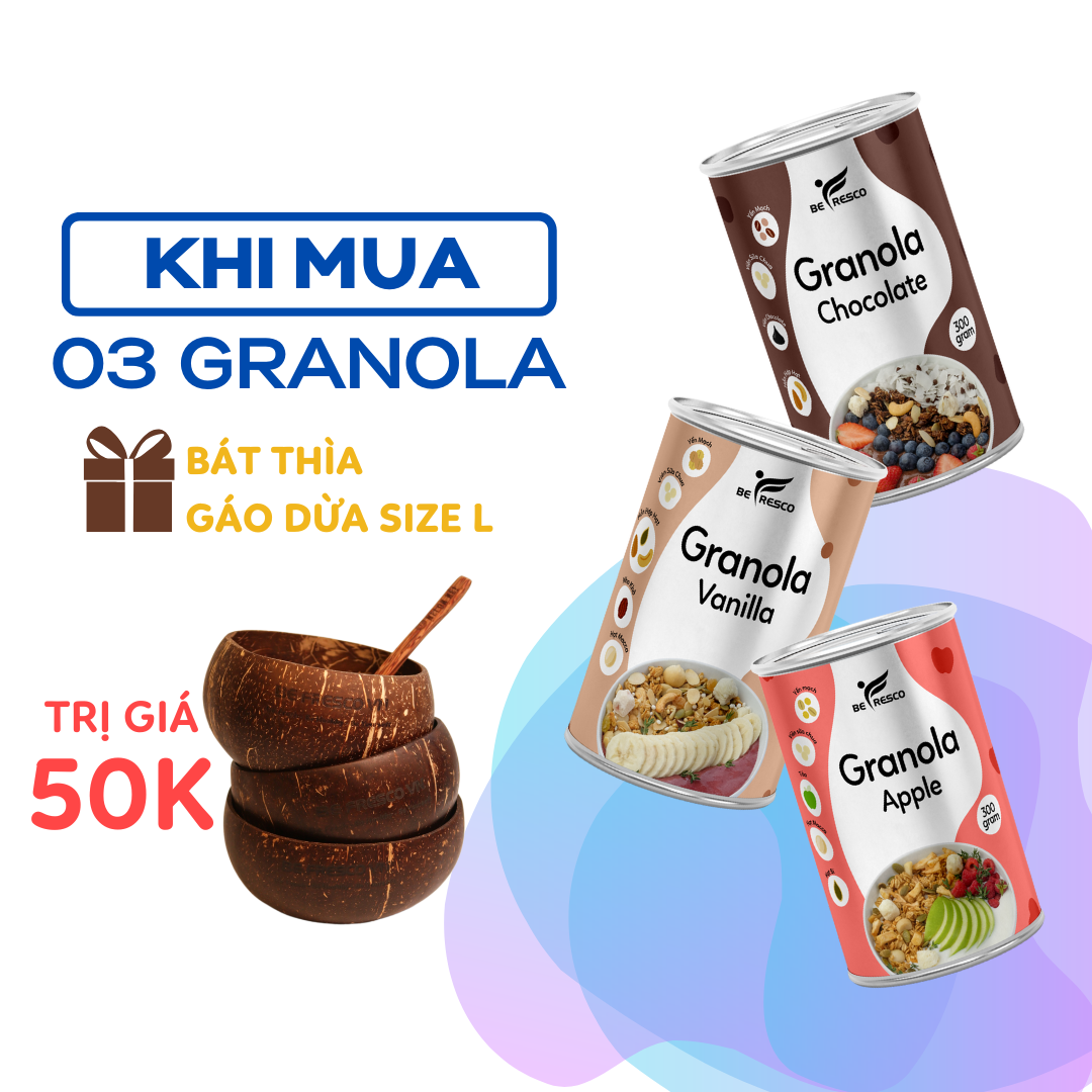Combo 3 Hũ Granola + Tặng 1 Chén Gáo Dừa Muỗng