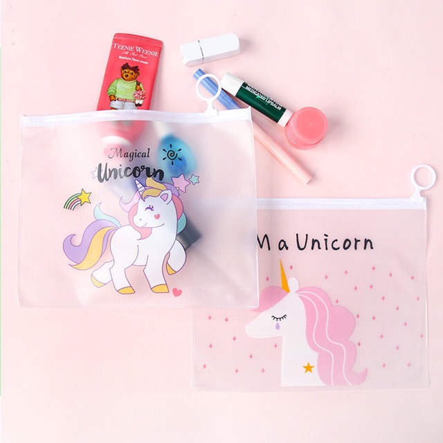 Sét 4 túi zip A5 Unicorn dễ thương