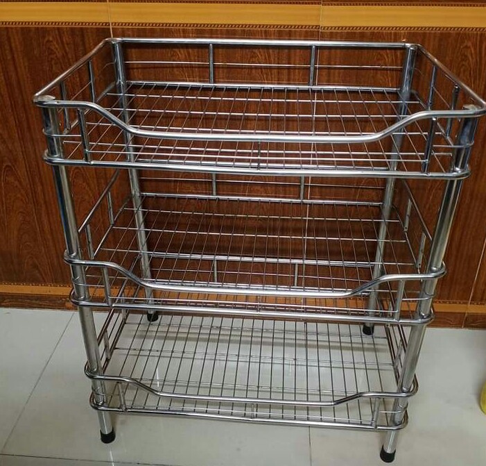 KỆ CHÉN 3TẦNG INOX CAO CẤP 30X50 CAO 69