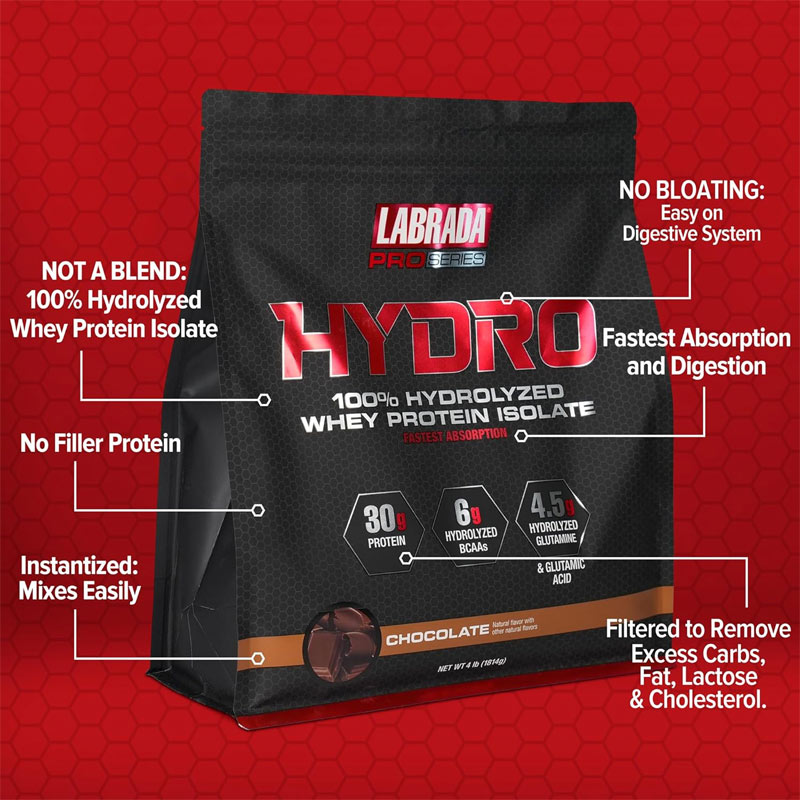 Sữa Hỗ Trợ Tăng Cơ Bắp LABRADA HYDRO 100% HYDROLYZED WHEY PROTEIN ISOLATE 4 LBS