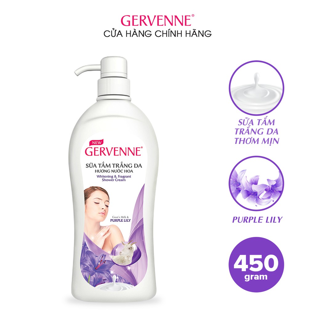 Gervenne Sữa tắm trắng da Purple Lily 450gr