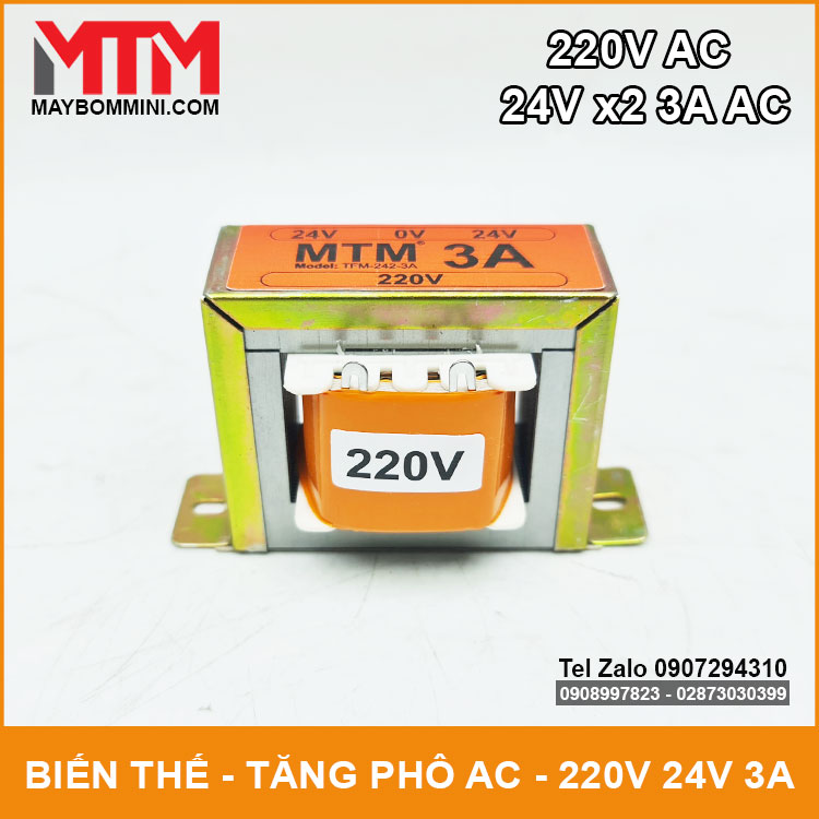 Biến thế 220V ra 24V AC 3A đôi MTM