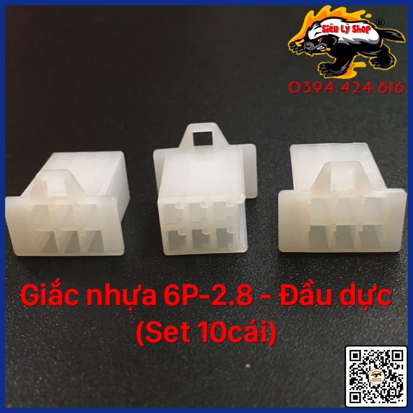 [Set 10cái] Giắc nhựa 6P-2.8 - Đầu đực
