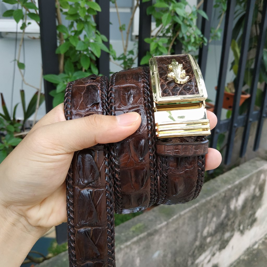 [FREE SHIP] Thắt Lưng Nam Da Cá Sấu [DÂY LIỀN ĐAN VIỀN THỦ CÔNG RẤT ĐẸP]