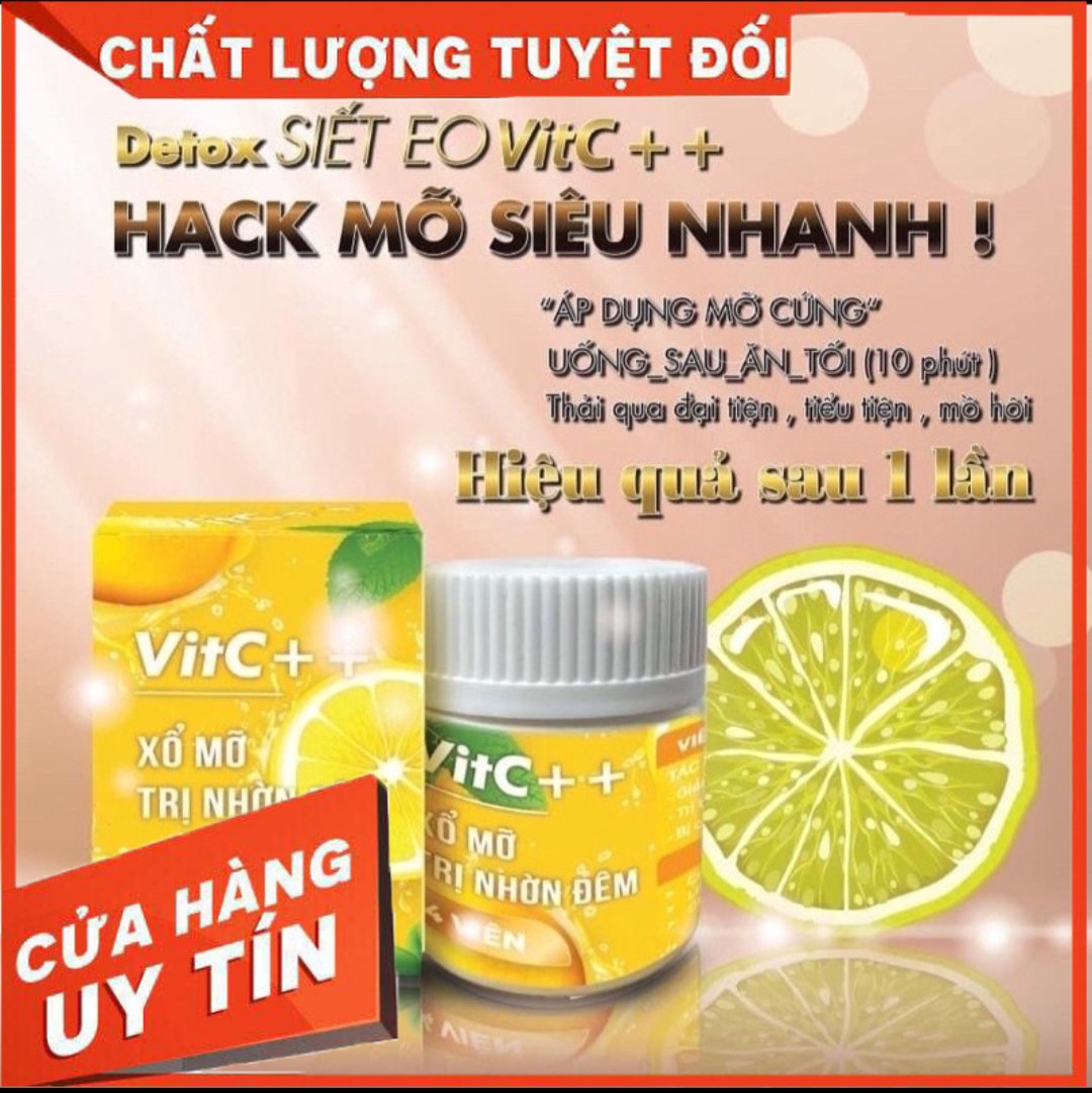 Hộp 14 Viên Kẹo Siết Eo Xổ Mỡ VIT-C++ Giảm Mỡ Nội Tạng , Táo Bón , Mỡ Cứng Sang Mỡ Mềm Hiệu Quả VITC