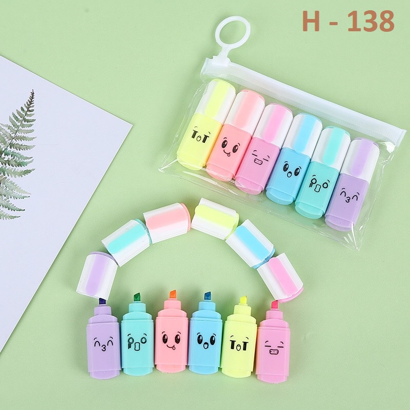 Bộ 6 Bút Dạ Quang Nhớ Dòng