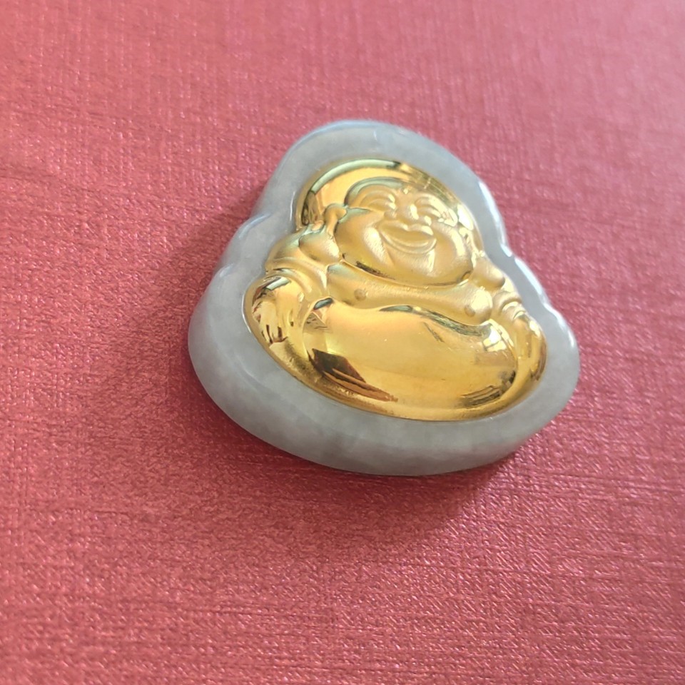 Mặt dây chuyền PHẬT đá xanh mạ vàng 18k