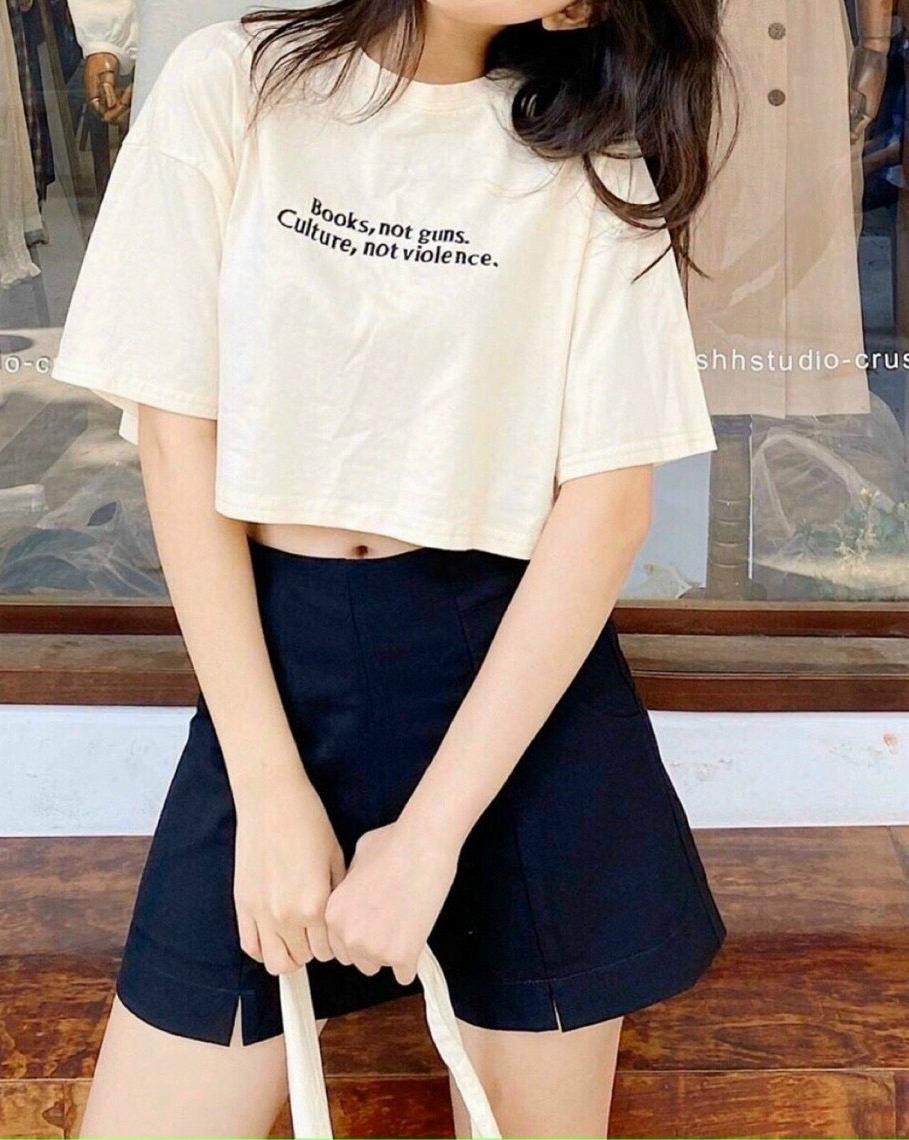 Áo Croptop Tay Lỡ Form Rộng In Chữ Trước Ngực Cute Ttpk0022 - Mixasale