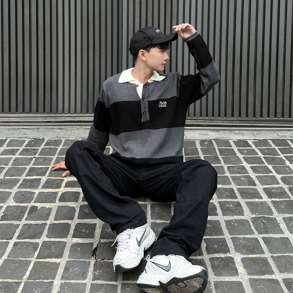 Áo Len Cổ Bẻ RvR MENTAL STRIPES KNIT