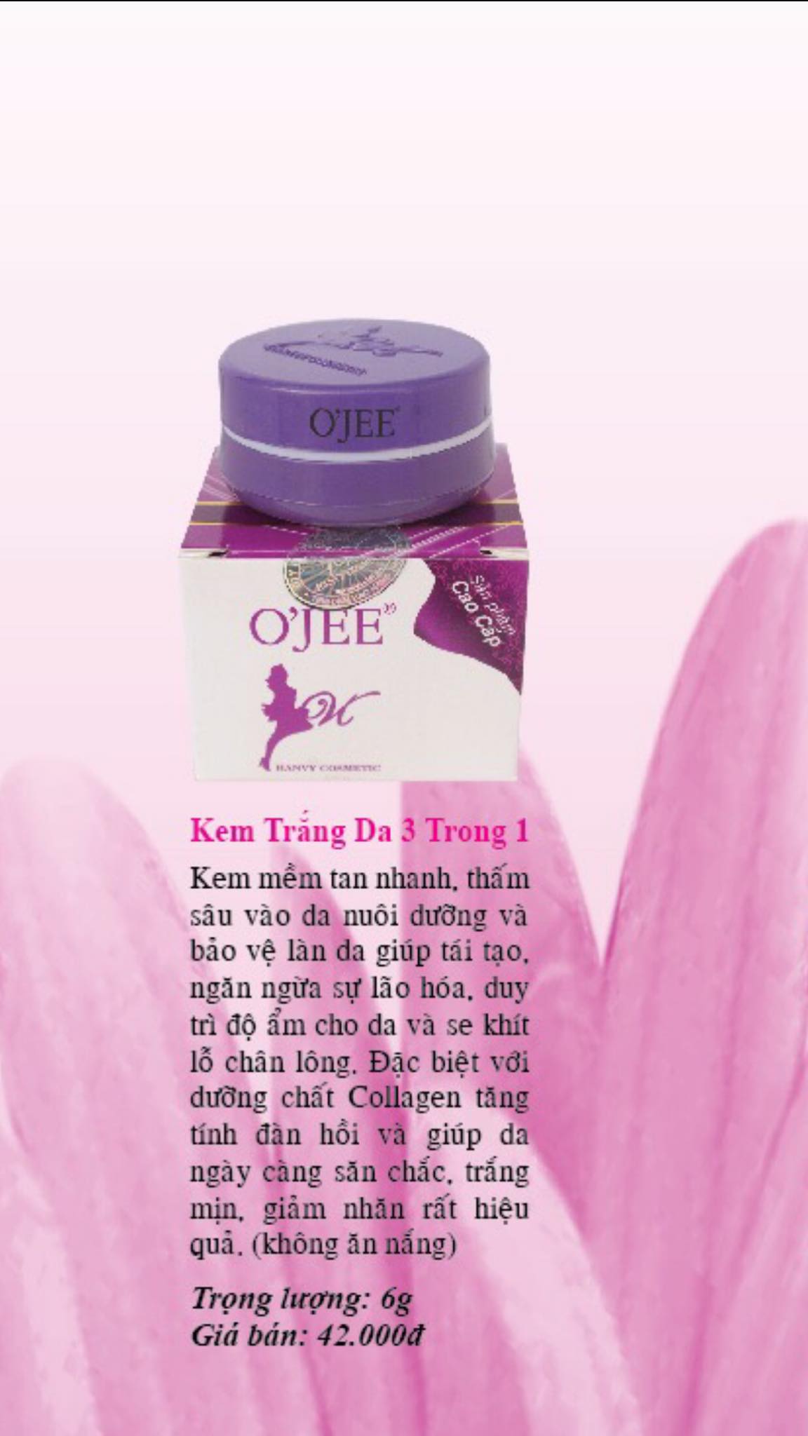 Kem OJEE Dưỡng Trắng Da 3in1  6gr