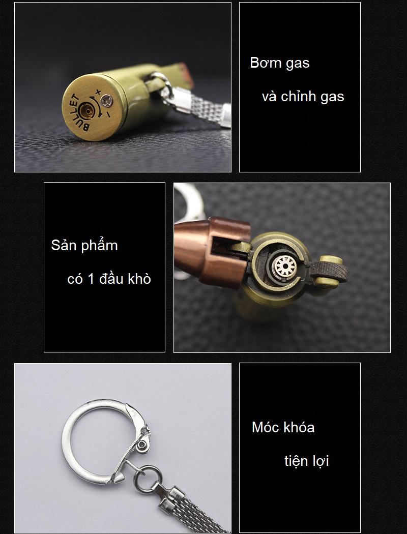 Bật Lửa Móc Khóa gas đá lửa khò kiểu APOLO độc đáo