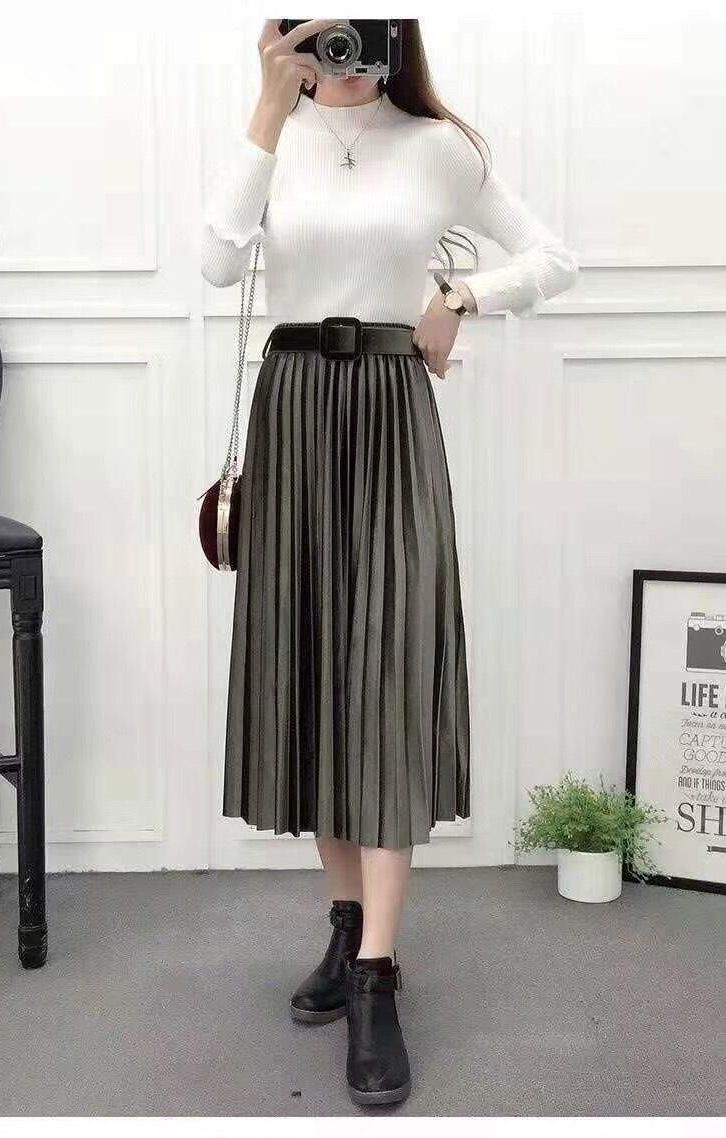 Chân váy nhung sang chảnh thời trang thu đông kèm đai