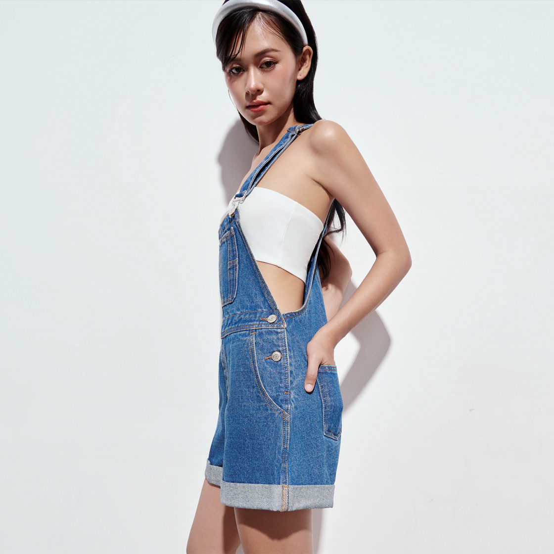 DOTTIE - Quần short yếm - Xanh - Q0344