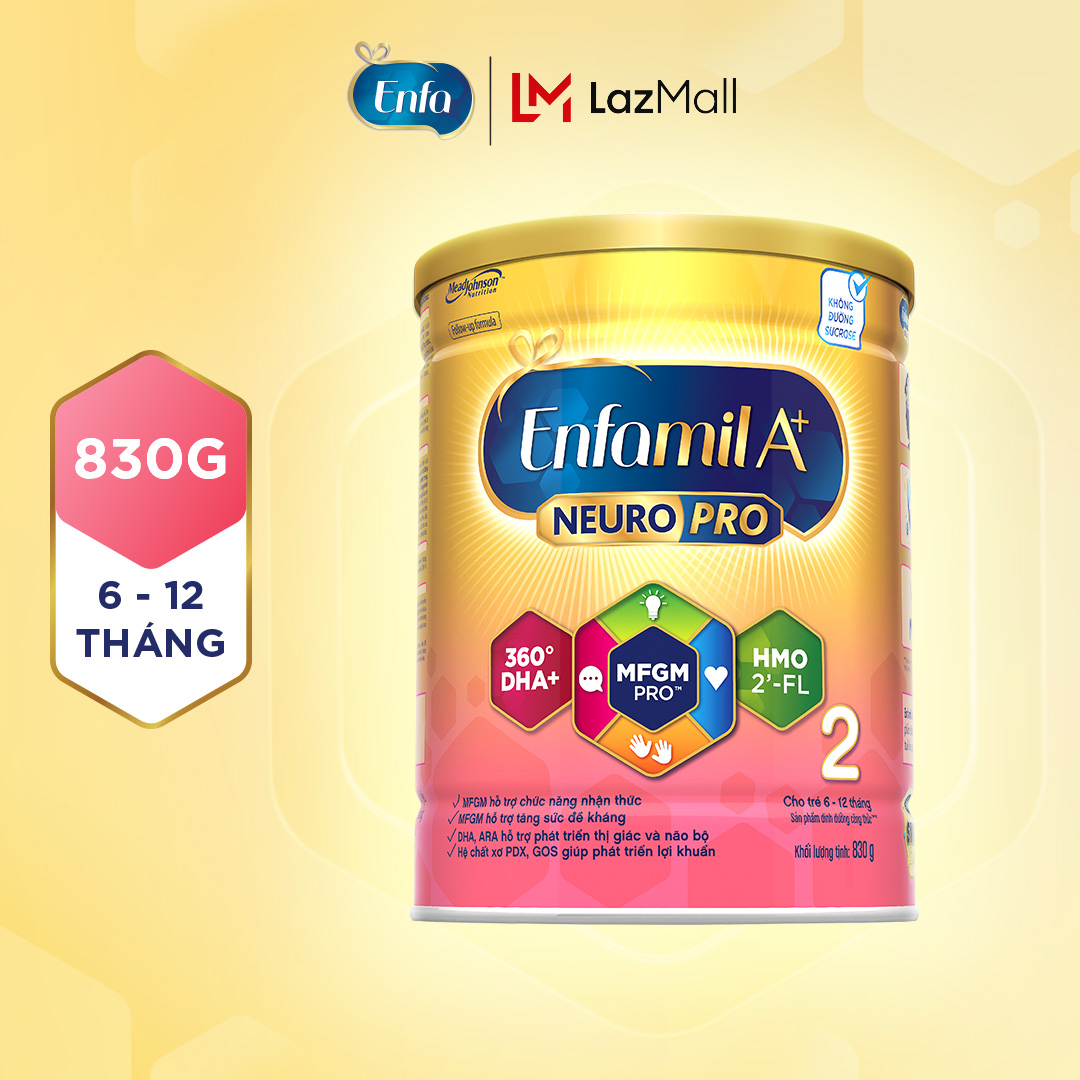 Sữa bột enfamil a+ neuropro 2 vị thanh mát 2'fl hmo với dưỡng chất dha & mfgm cho trẻ từ 6 –12 tháng tuổi– 830g