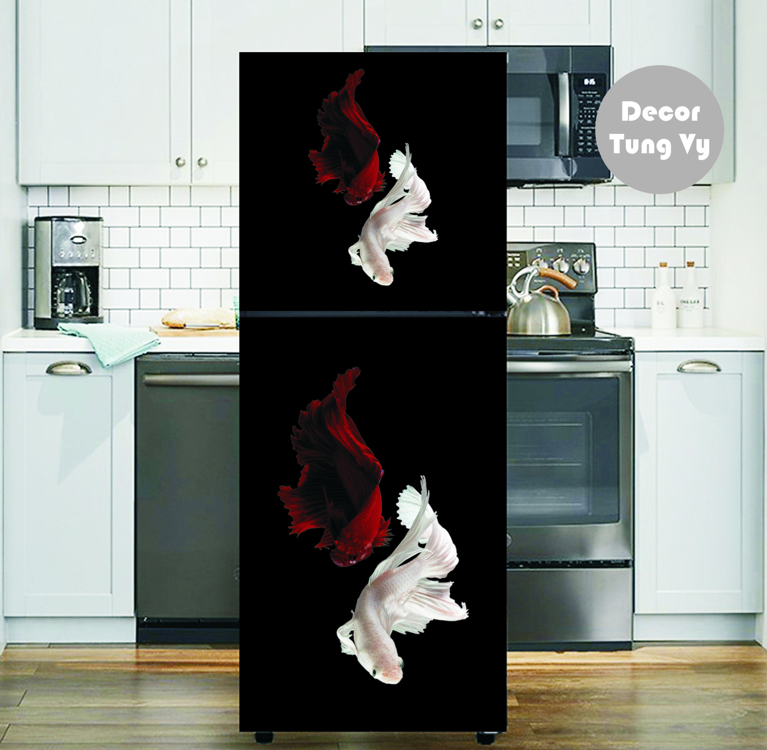 Decal dán tủ lạnh - máy giặt -  dán kính - dán tường ( TRANH CÁ TÀI LỘC PHONG THỦY )