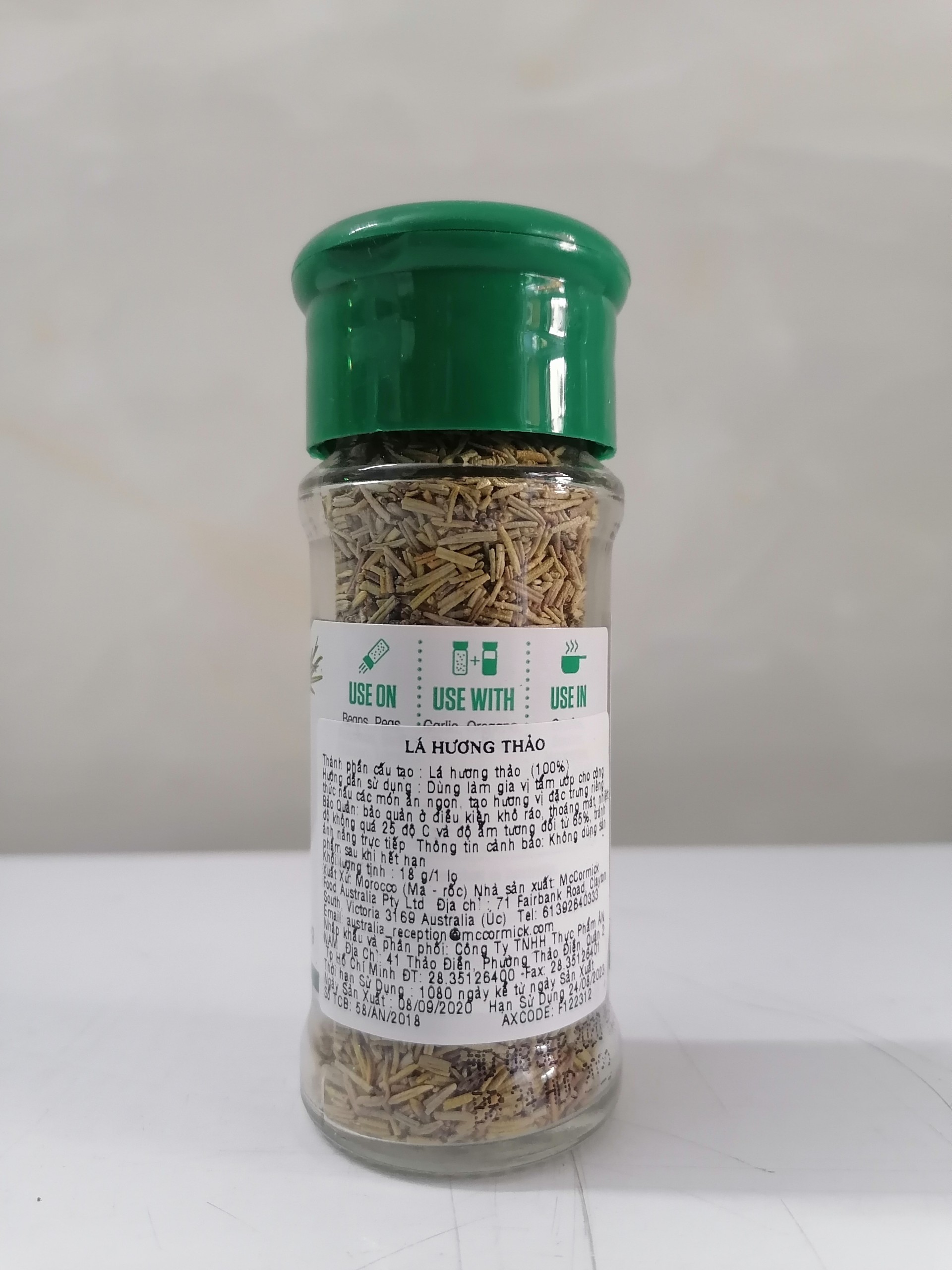 [Lọ nhỏ 18g - ROSEMARY LEAVES] LÁ HƯƠNG THẢO KHÔ (Gia vị thực phẩm) [Morocco] MCCORMICK (anm-hk)