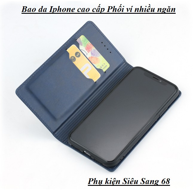 Bao da iphone, ốp lưng iphone 6 7 8 plus xr x xs xs max 11 11 pro 11 pro max 12 12 pro 12 pro max phối ví da cao cấp