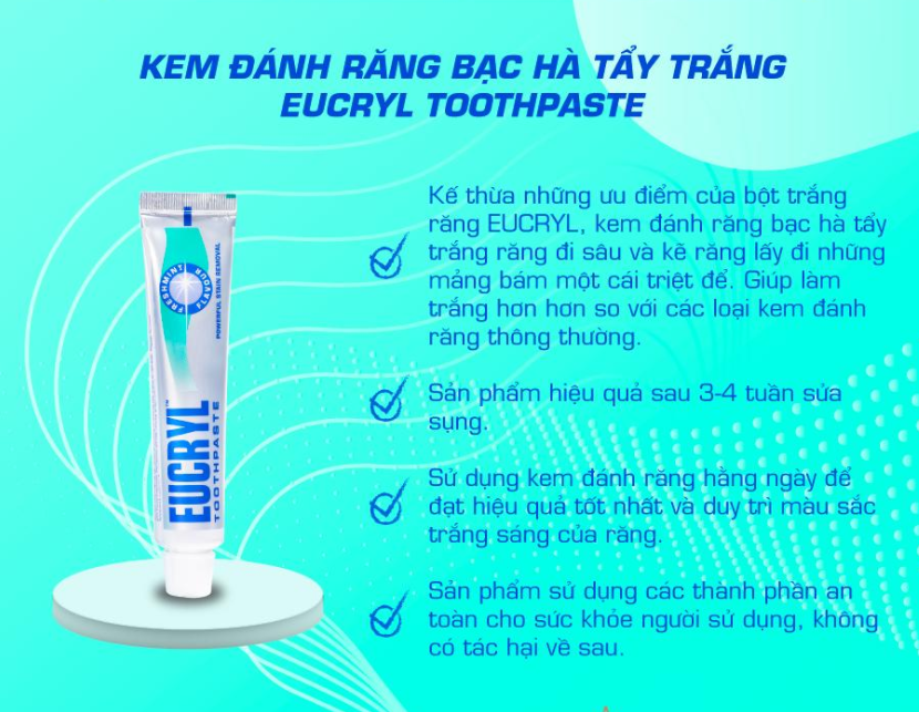 Combo Trắng Răng và Bột Làm Trắng Răng Eucryl Anh Quốc