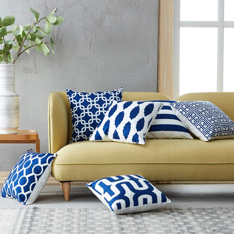 Navy Color Cushion Cover Decorative Square Throw Pillow Cases For Sofa