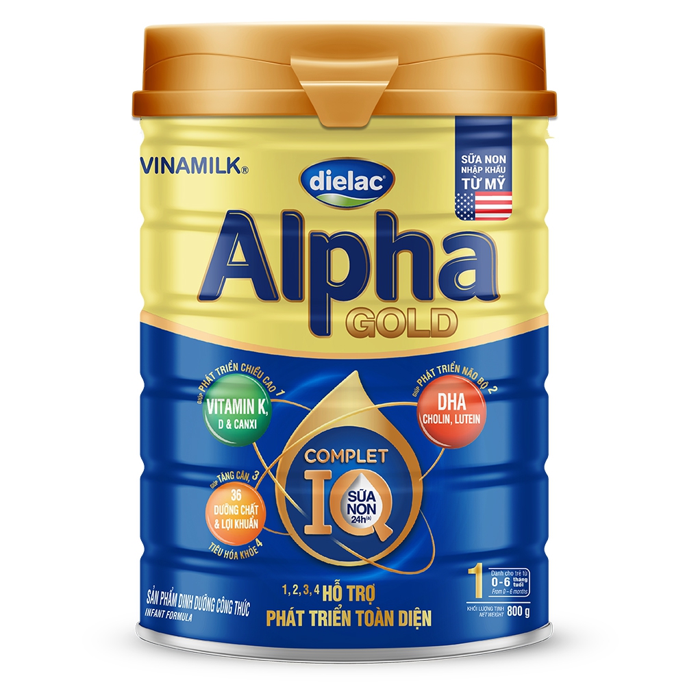 [Date 8.2025] Sữa Bột Dielac Alpha Gold 1 Lon 800g (Cho Trẻ Từ 0 - 6 Tháng)