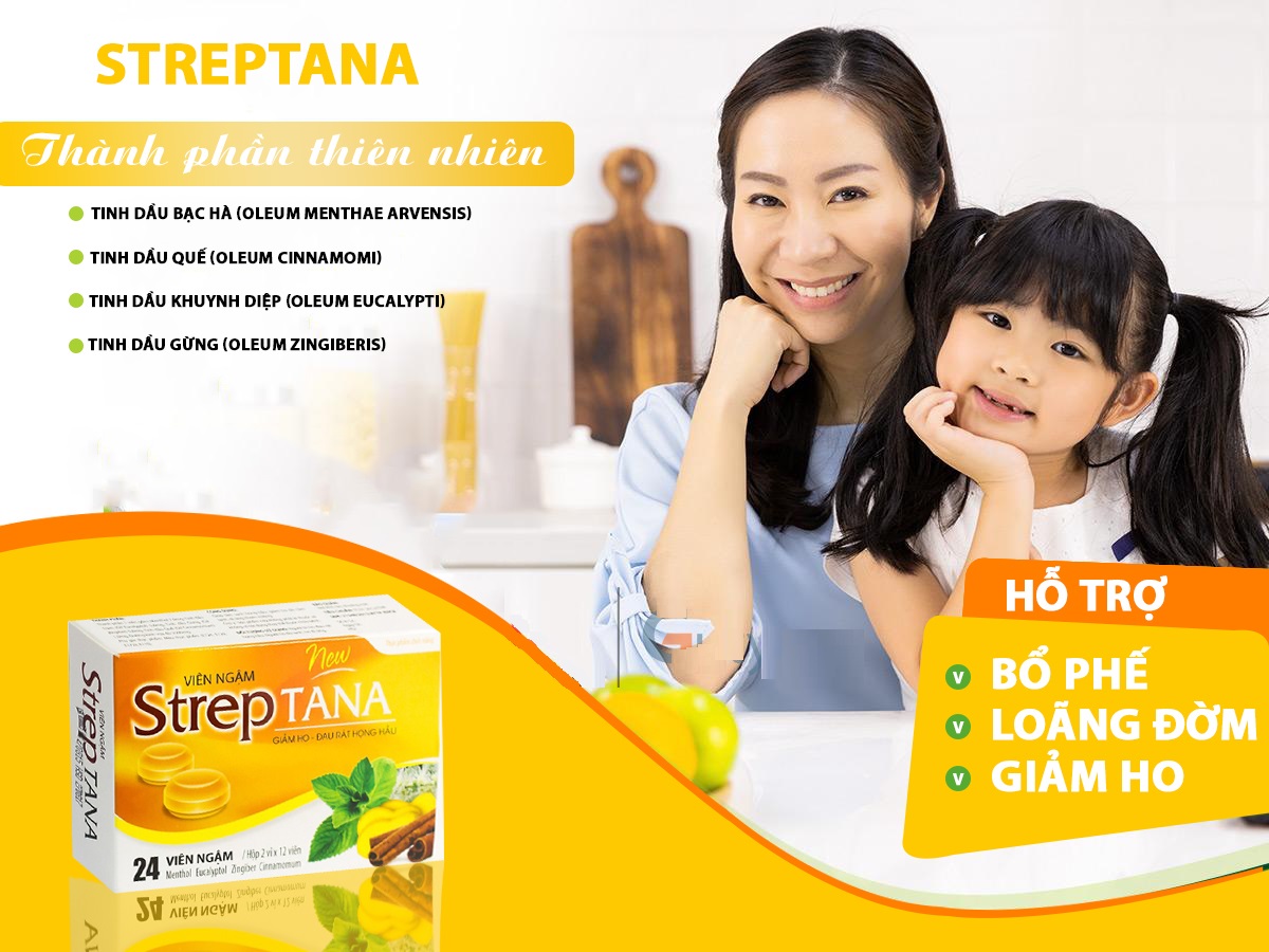 Viên kẹo ngậm ho streptana / eucatana [mới]