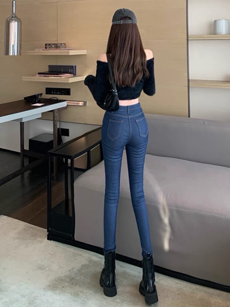 Quần jeans nữ ống suông rộng trơn suông dài basic chạm mắt cá