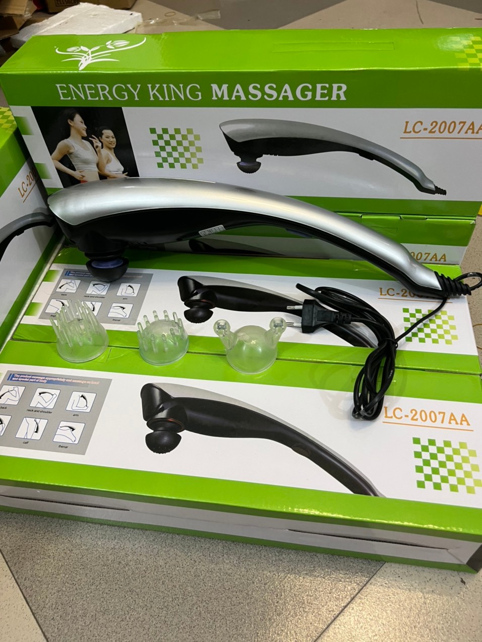 Máy Đấm Lưng Massage Cầm Tay LC - Máy Massage Cầm Tay Loại To 4 Đầu 6 Chế Độ - Súng Massage Hỗ Trợ Thư Giản Toàn Thân, Giảm Đau Cơ