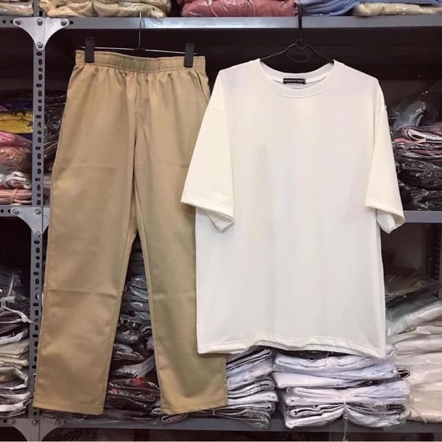 Sét áo thụng trơn nhiều màu quần kaki