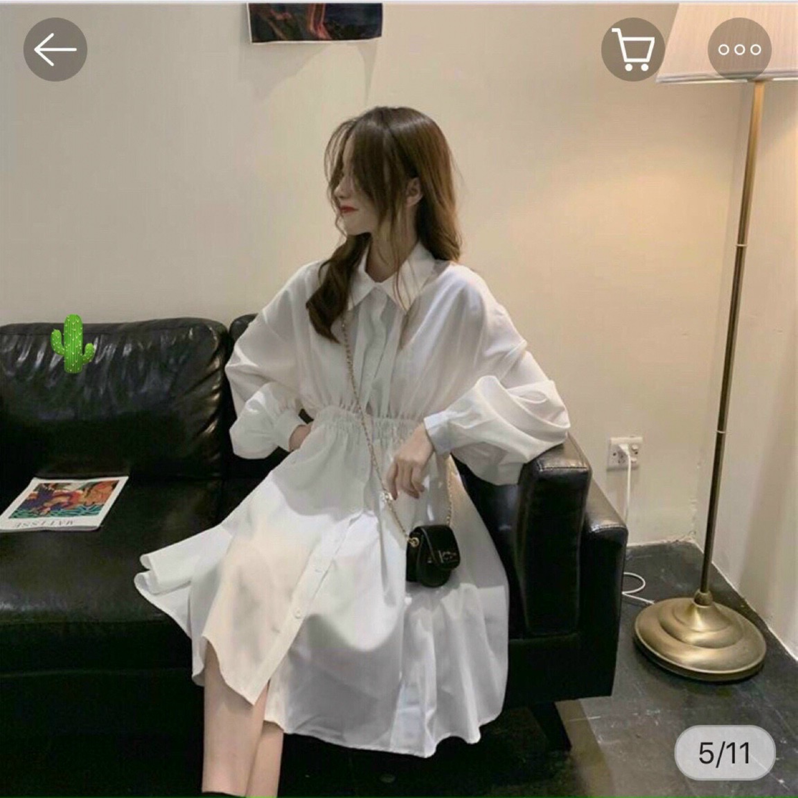 Đầm sơ mi BABYdoll cổ bẻ tay dài
