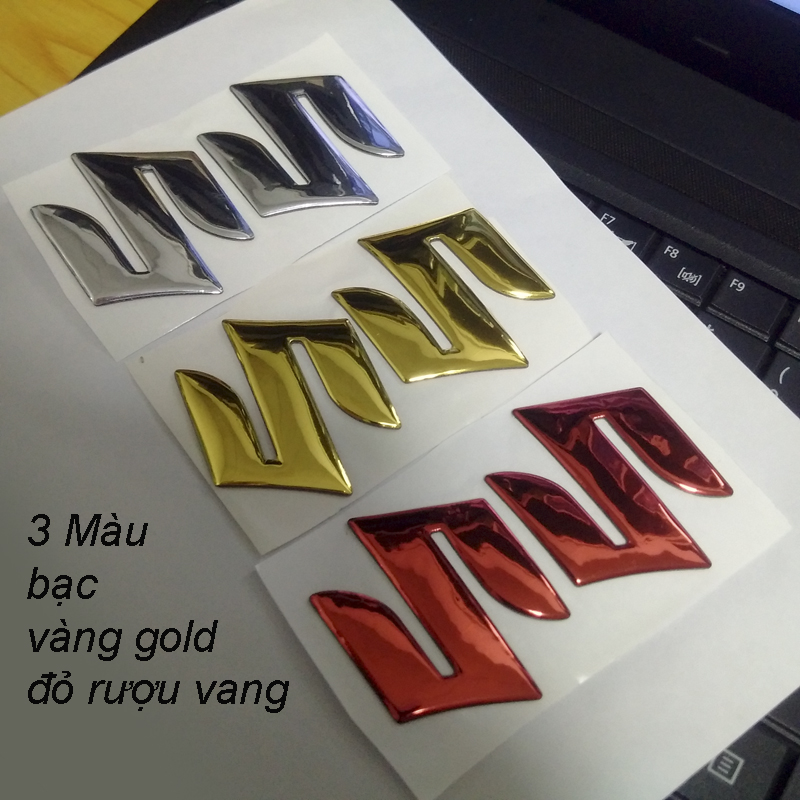 Bộ 2 tem Logo SUZUKI 3D nổi dán xe