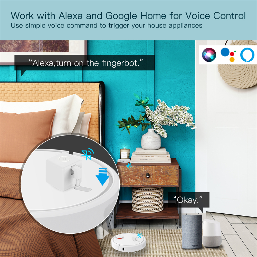 【COD】Moes Tuya Smart Bluetooth Fingerbot Switch Button Pusher Smart Life App Voice Control via Alexa Assistant