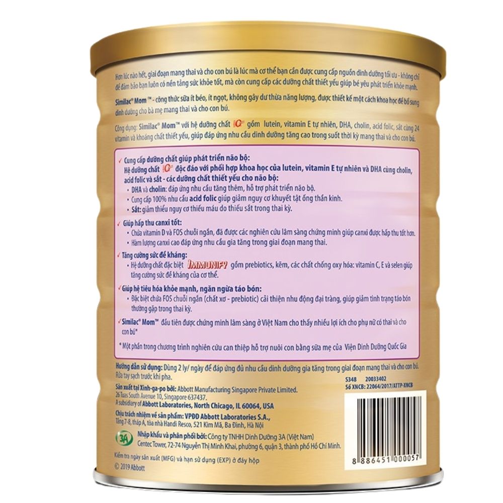 Sữa Bột Abbott Similac Mom Hộp 900g (Bà mẹ mang thai và cho con bú)