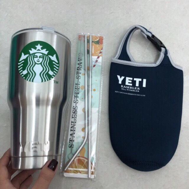 LY GIỮ NHIỆT YETI THAILAND 900ML ( 1 Ly, 1 Túi, 2 ống hút, 1 cọ rửa) - Giao hàng ngẫu nhiên