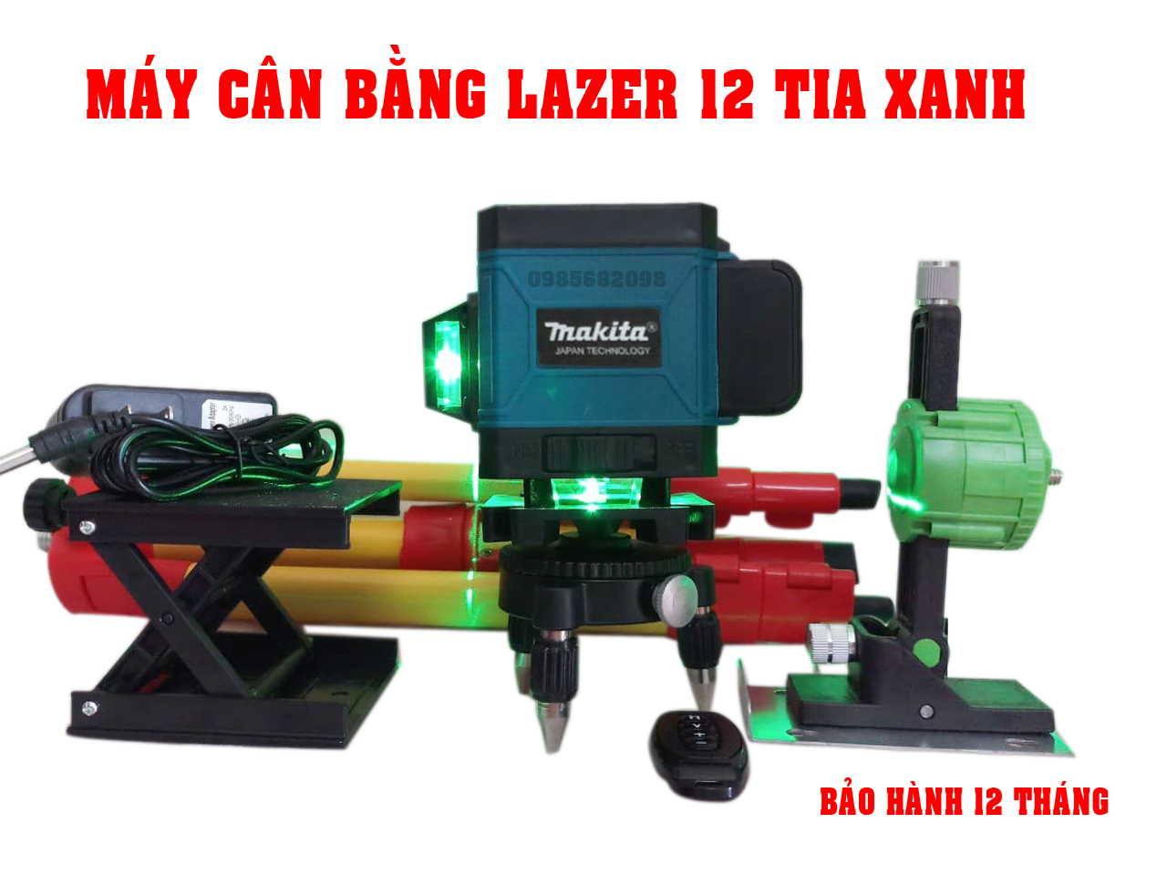 Máy cân mực laser makita 12 tia xanh 3d -2 pin