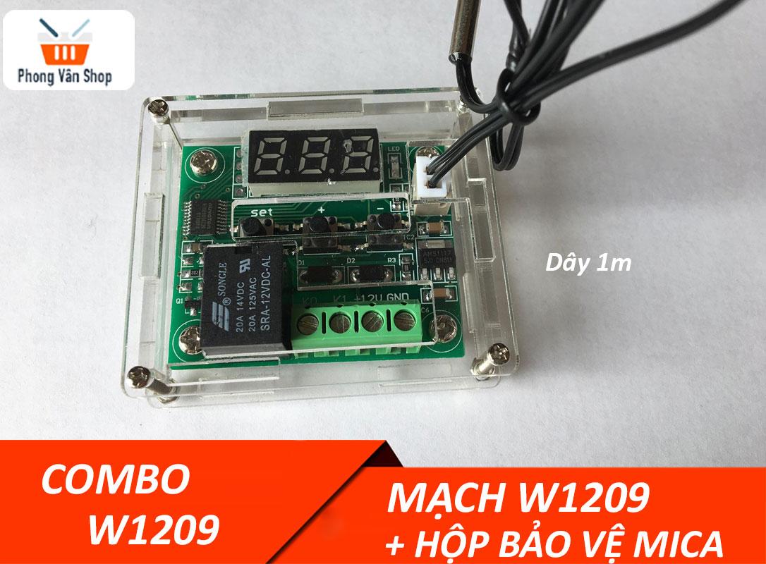 Combo Mạch Cảm Biến Nhiệt Độ W1209 + Hộp bảo vệ