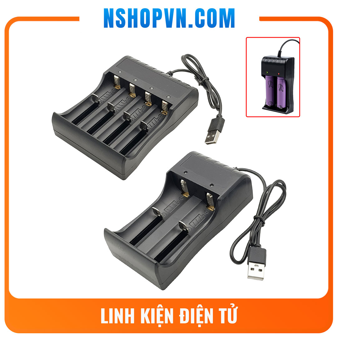 Bộ sạc Pin 18650 USB Sạc 2 pin / 4 pin
