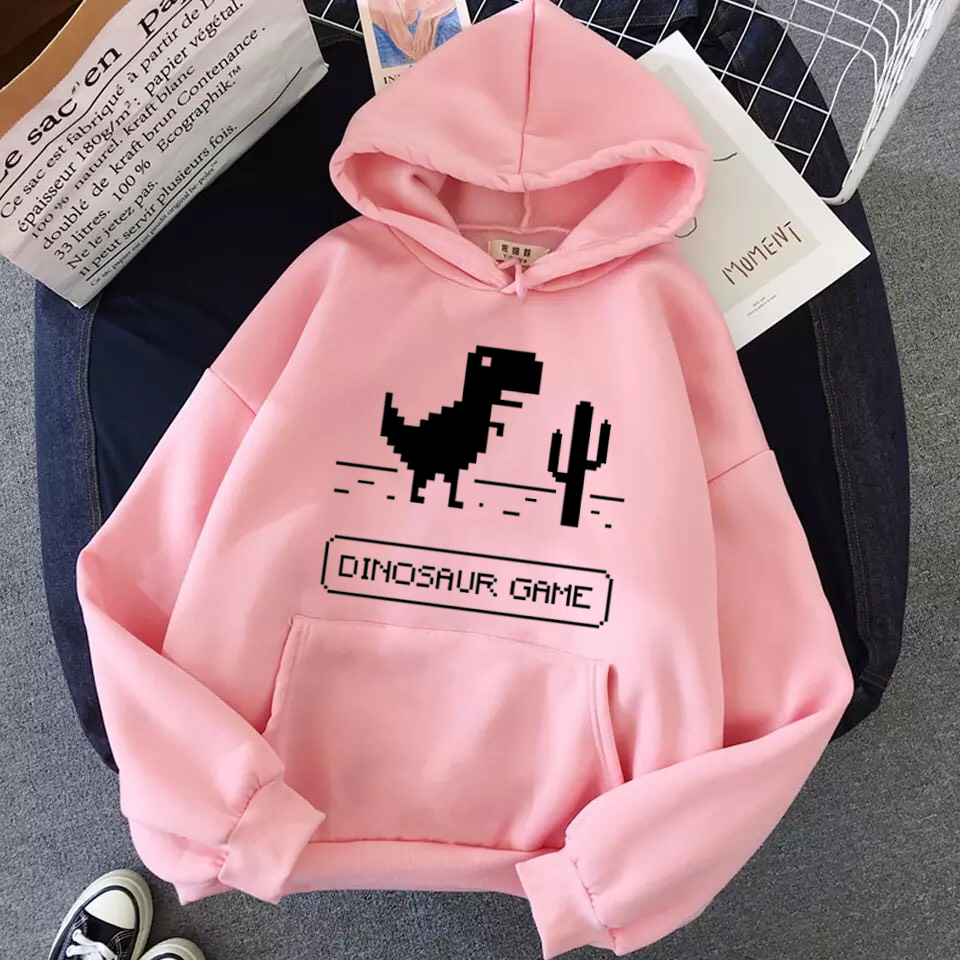 [Hoàn Tiền 15%] ÁO HOODIE UNISEX IN DINOSAUR GAME (NHIỀU MÀU)