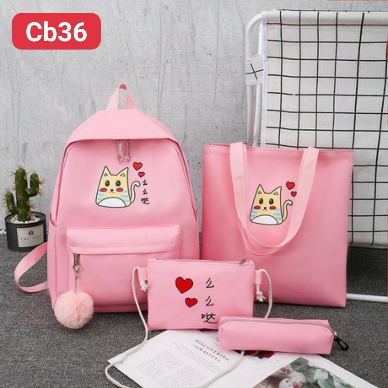 SET BALO NỮ 4 MÓN MÈO PIKACHU