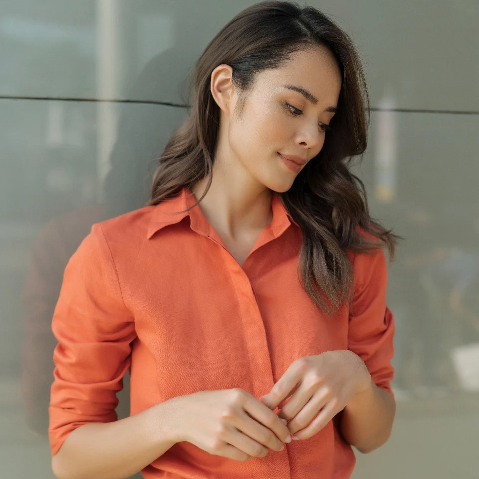 Áo sơ mi nữ linen cam f2 smw360